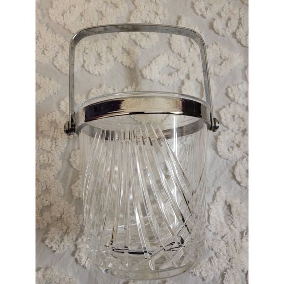 CRISTAL D' ARQUE LEAD CRYSTAL ICE BUCKET WINE COOLER W/ METAL HANDLE IN FRANCE - Picture 2 of 5